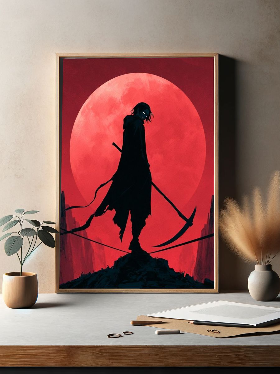 Samurai Moon Silhouette Poster. — room view 2
