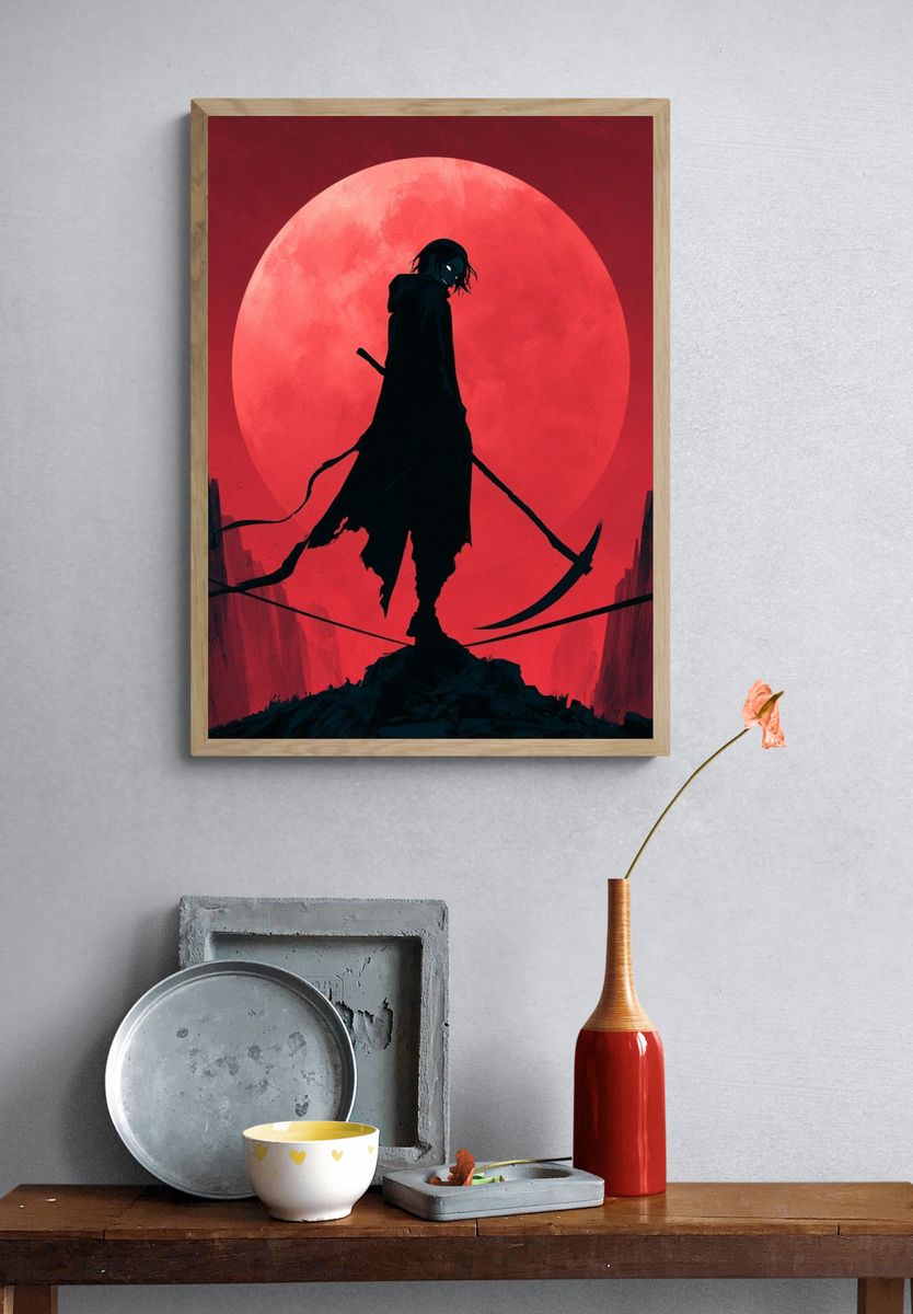 Samurai Moon Silhouette Poster. — room view 3