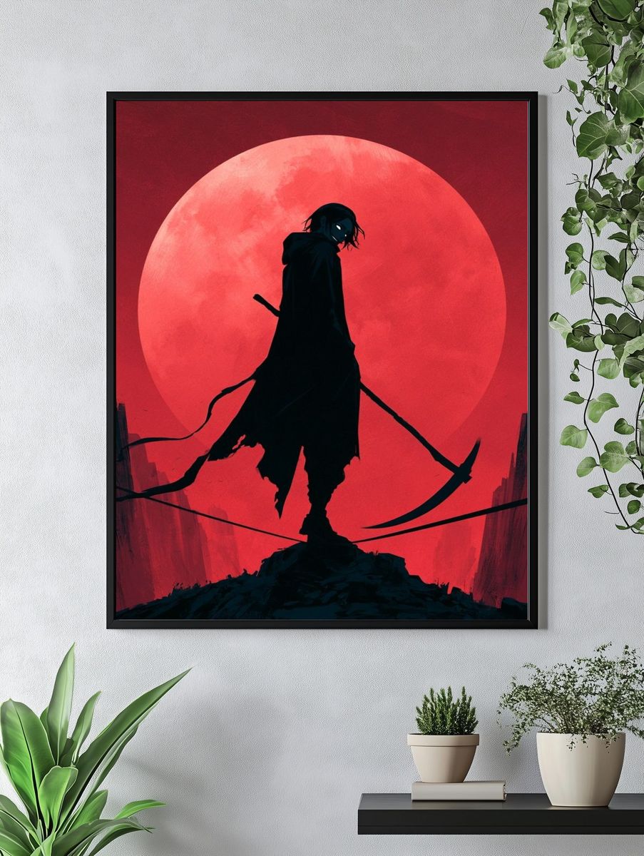Samurai Moon Silhouette Poster. — room view 4