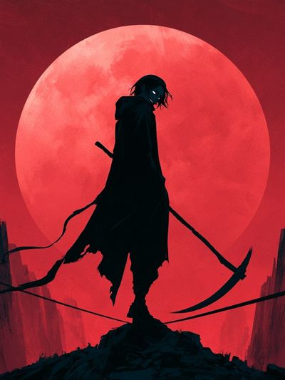 Samurai Moon Silhouette Poster. poster