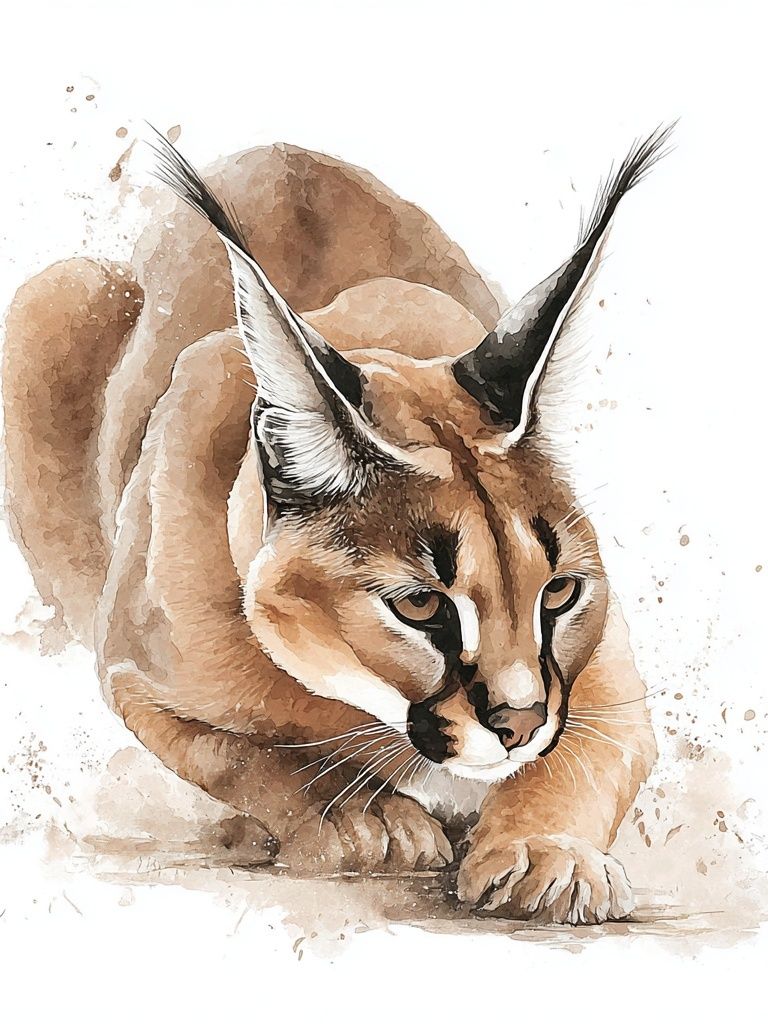 Caracal Watercolor Poster. poster detail