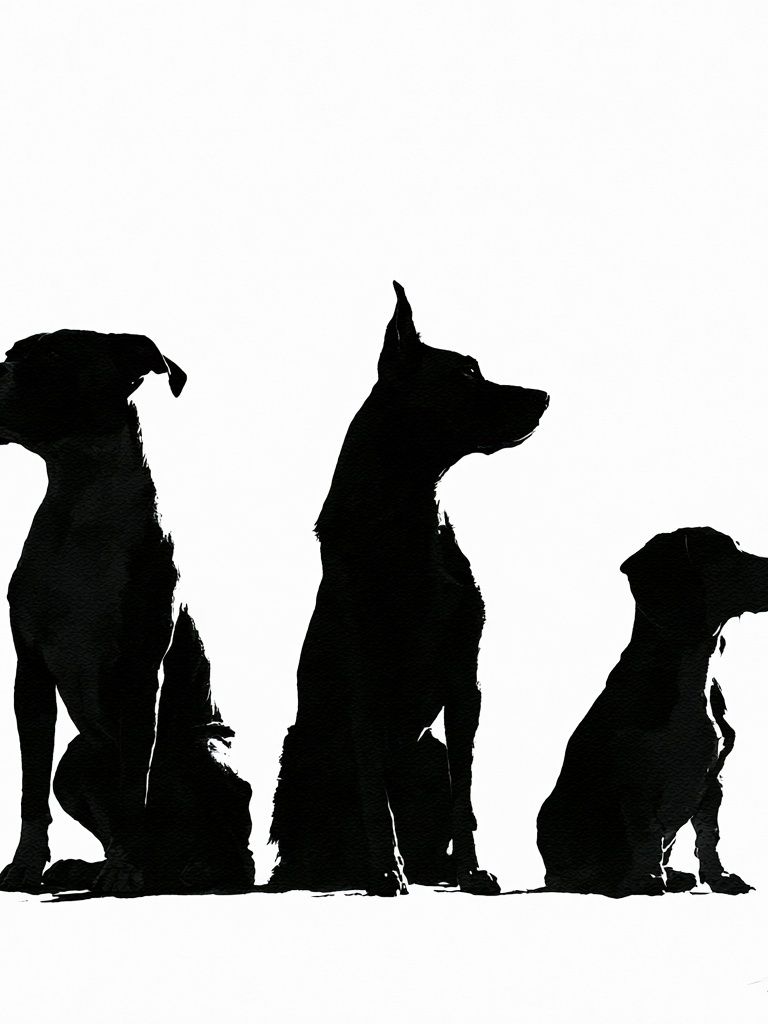 Three Dogs Silhouette Poster. poster detail