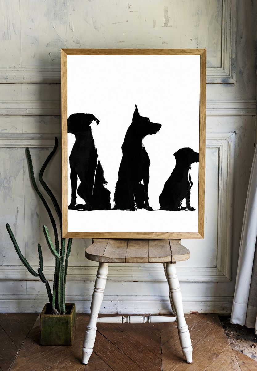 Three Dogs Silhouette Poster. — room view 1