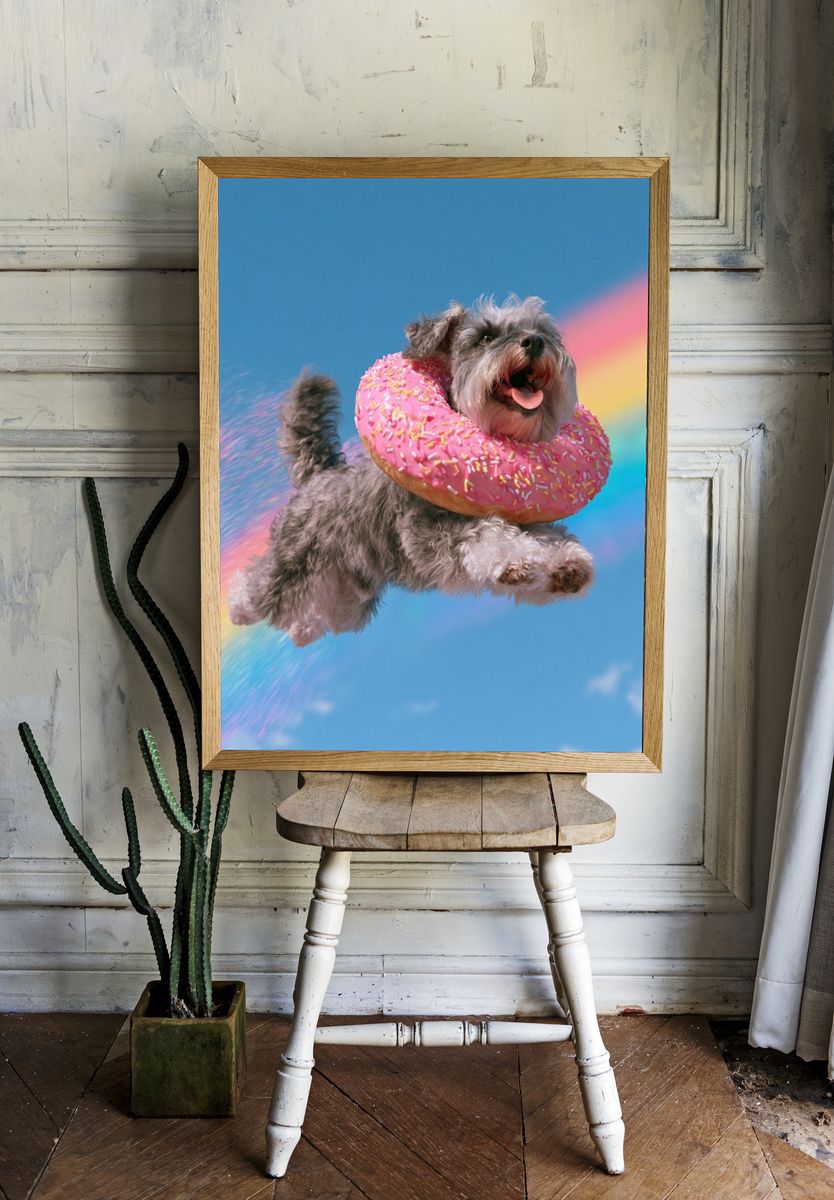 Flying Schnauzer Pop Art Poster. — room view 1