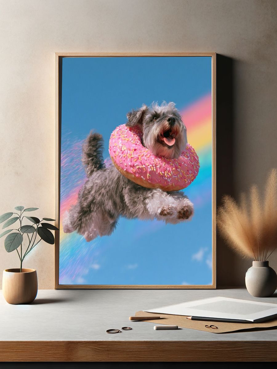 Flying Schnauzer Pop Art Poster. — room view 2