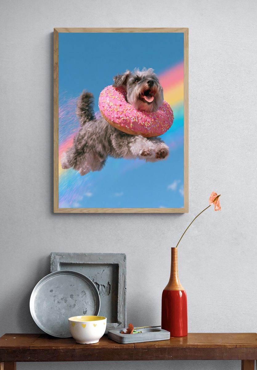 Flying Schnauzer Pop Art Poster. — room view 3