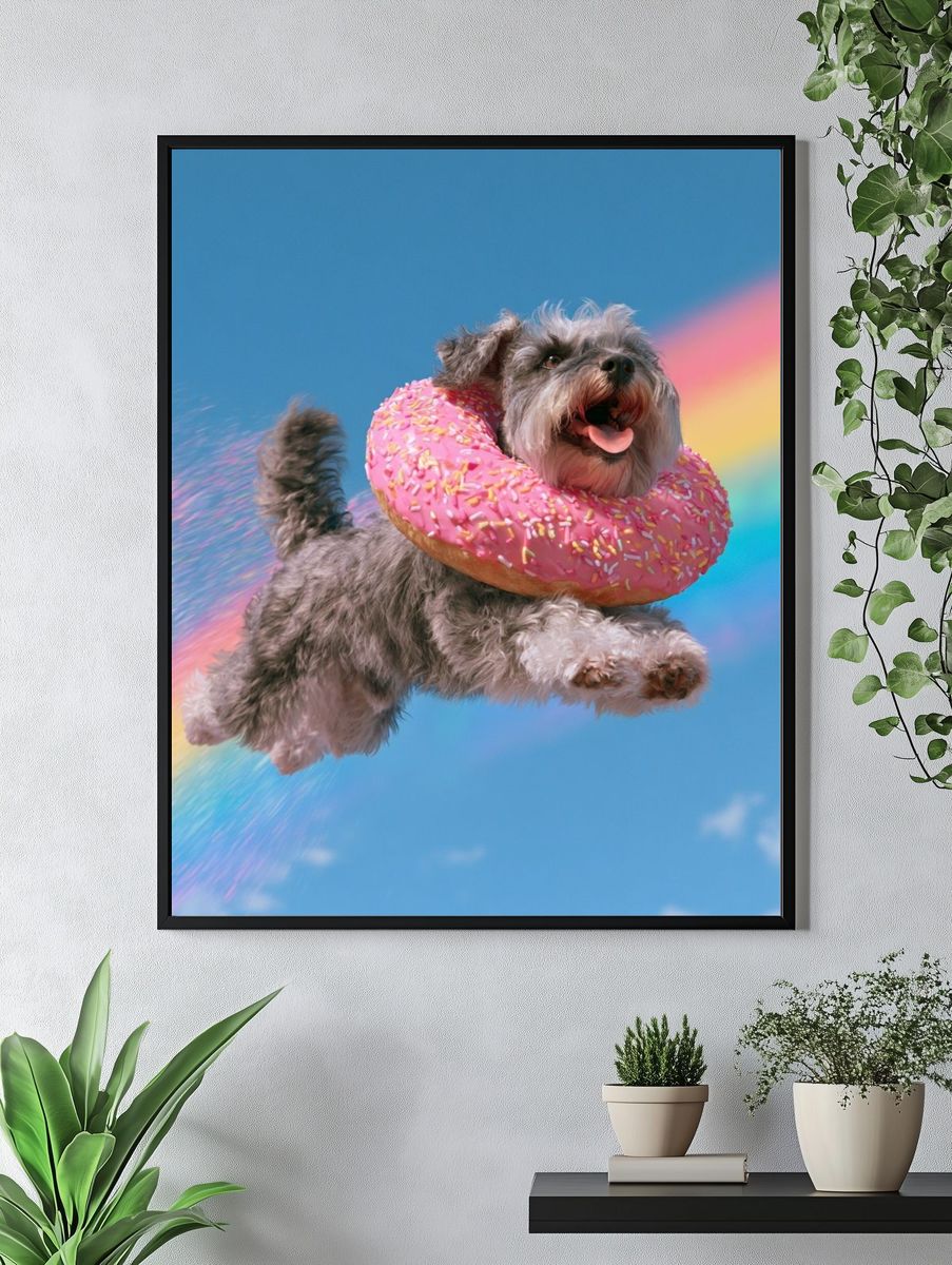 Flying Schnauzer Pop Art Poster. — room view 4