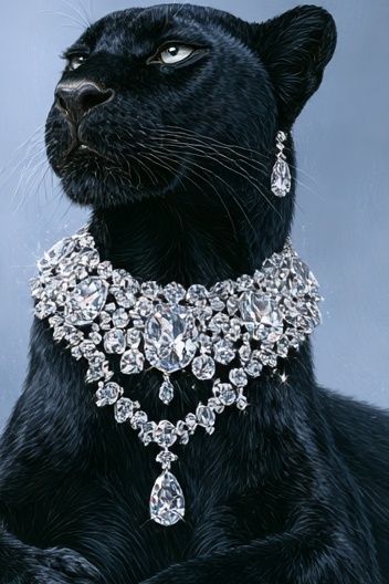 Jeweled Black Panther Portrait Print. poster detail