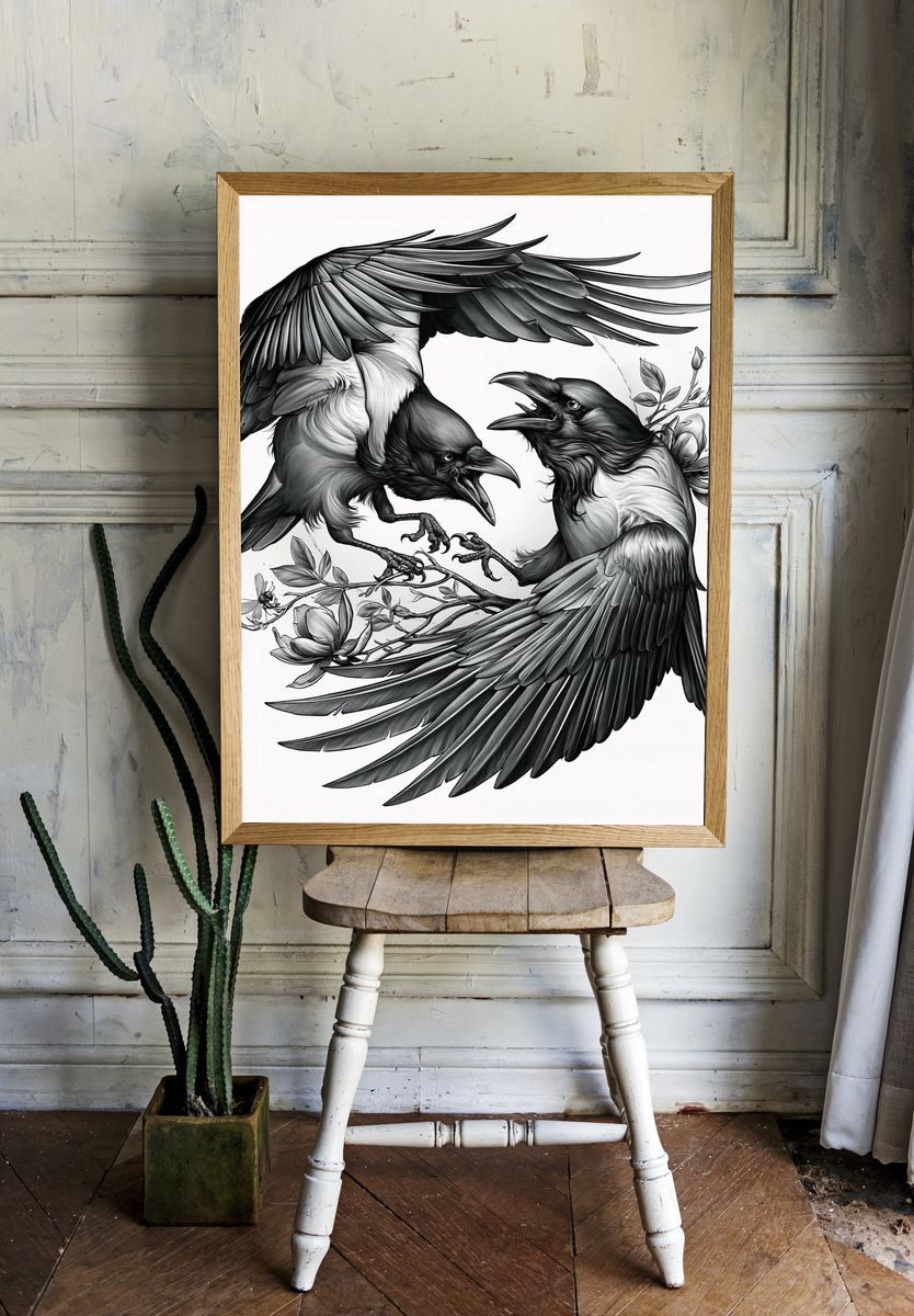 Raven Duel Illustration Poster. — room view 1