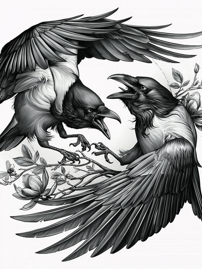 Raven Duel Illustration Poster. poster