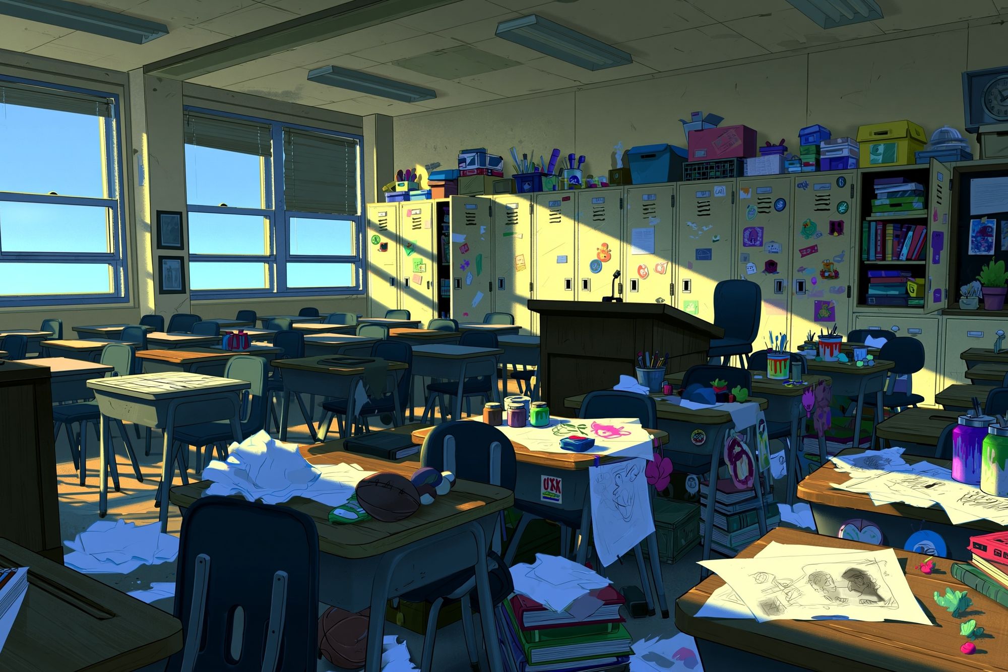 Sunlit Art Classroom Anime Print. poster detail
