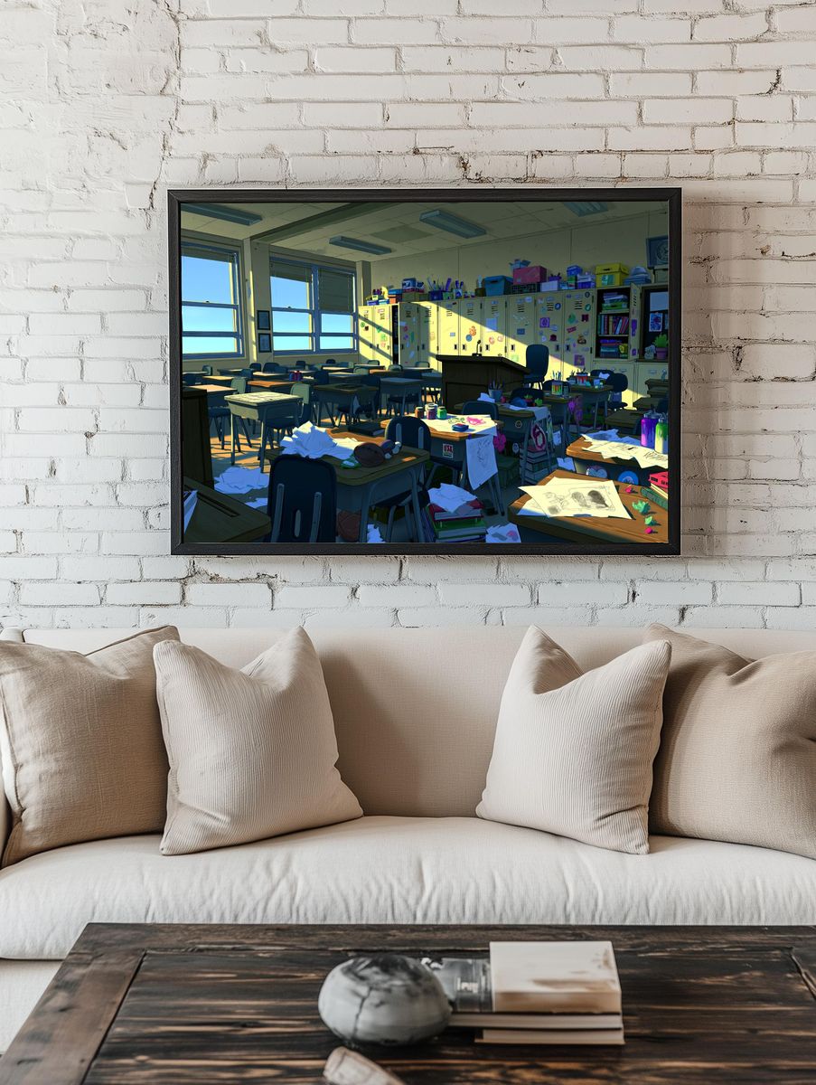 Sunlit Art Classroom Anime Print. — room view 1