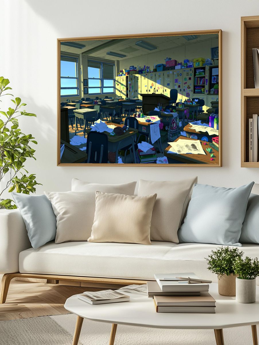 Sunlit Art Classroom Anime Print. — room view 2