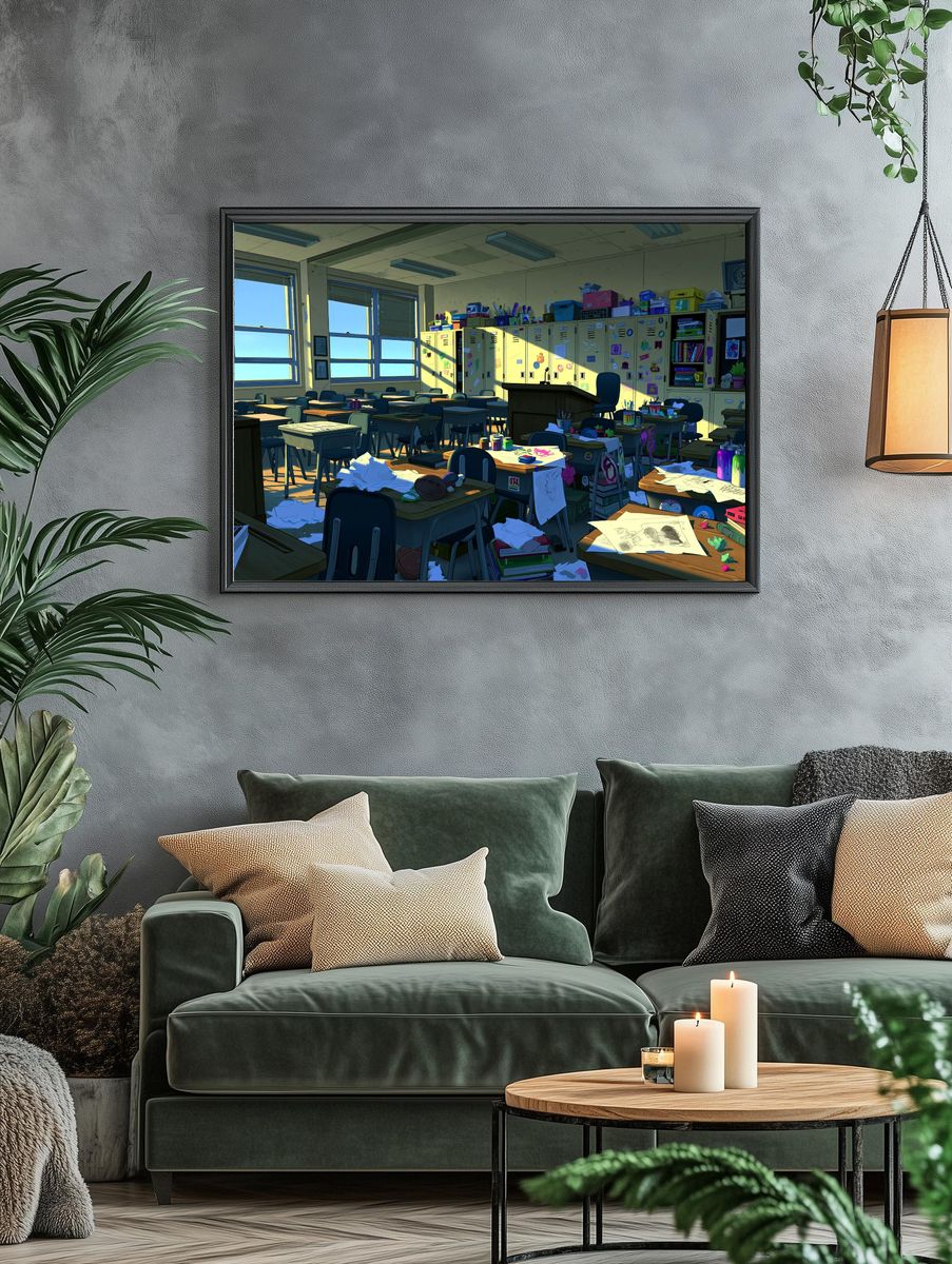 Sunlit Art Classroom Anime Print. — room view 4