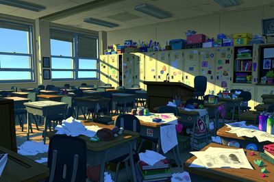 Sunlit Art Classroom Anime Print. poster