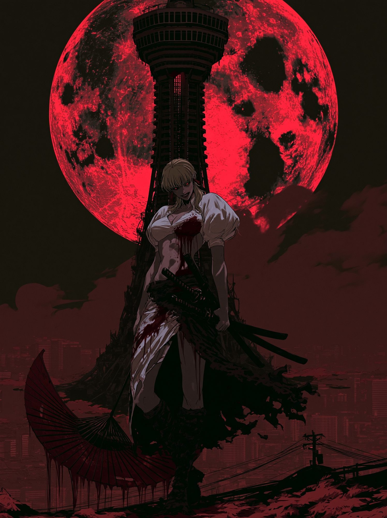 Blood Moon Samurai Anime Poster. poster detail