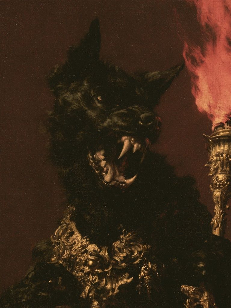 Ceremonial Wolf Portrait Print. poster — animals art