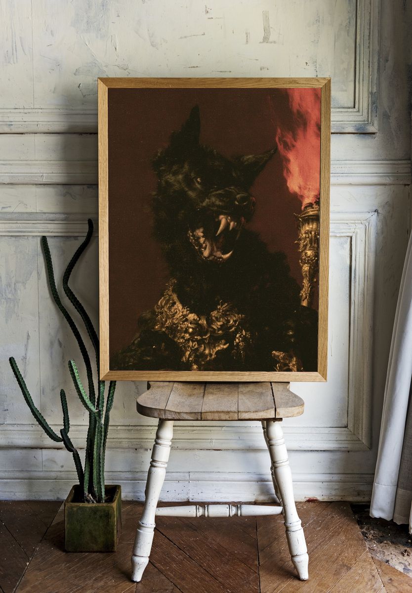 Ceremonial Wolf Portrait Print. — room view 1
