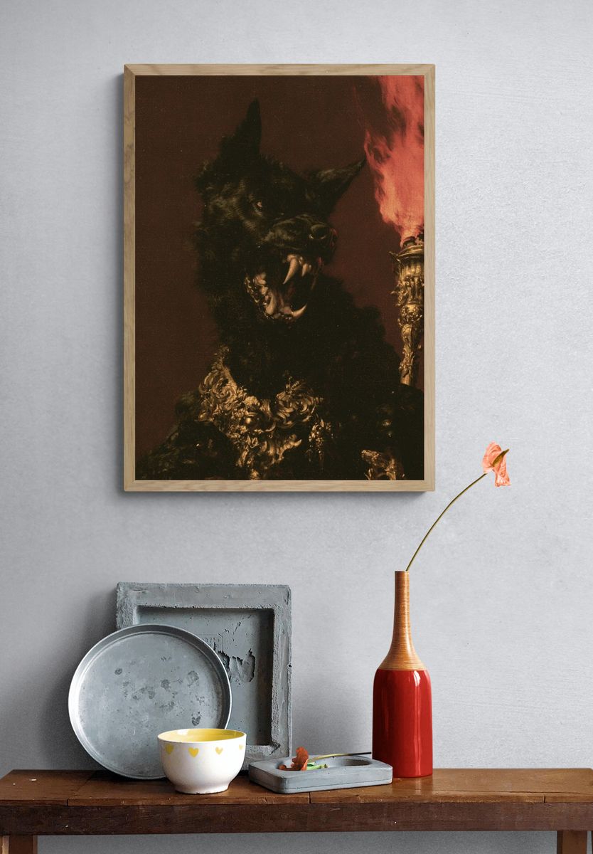 Ceremonial Wolf Portrait Print. — room view 3