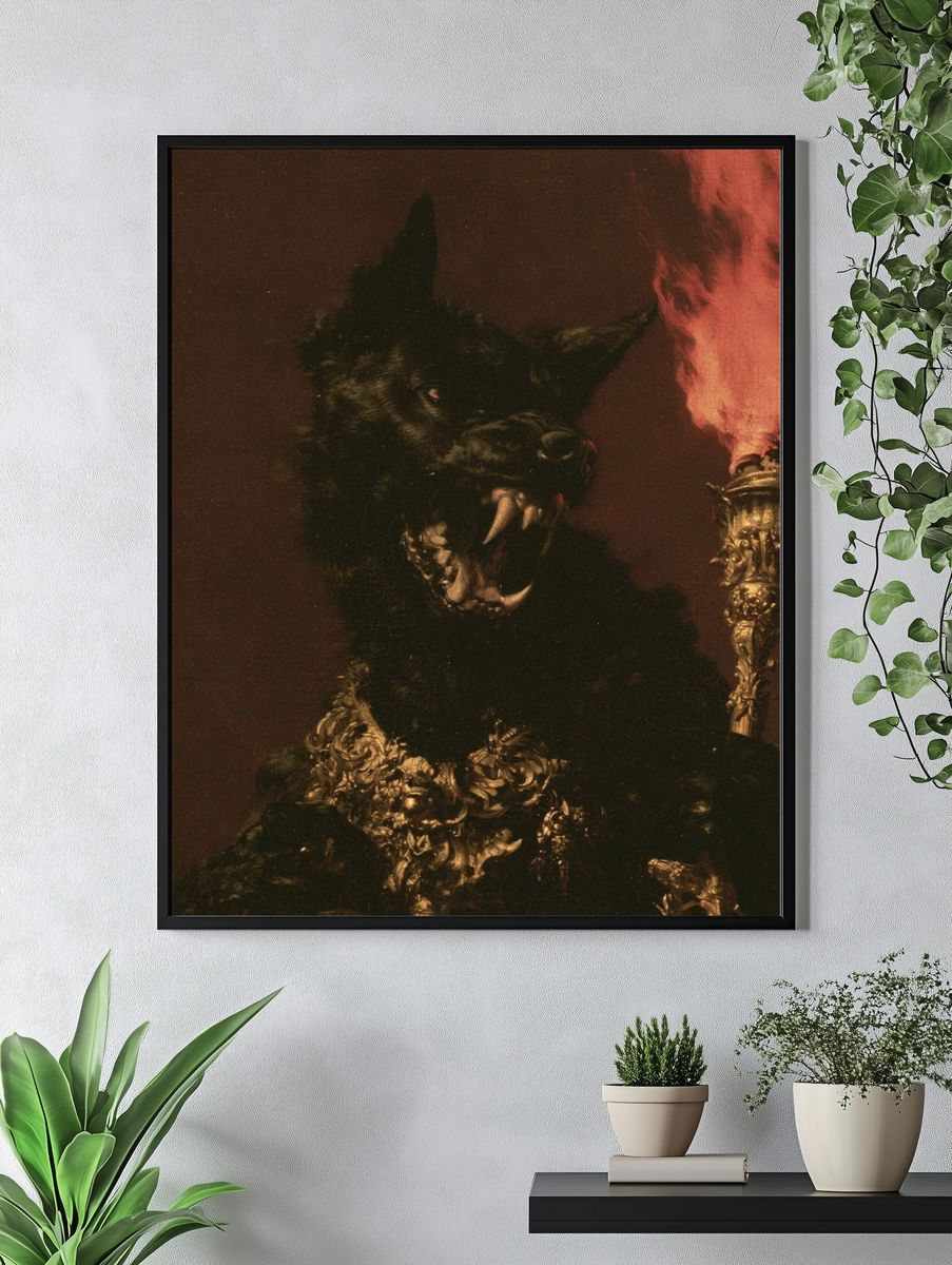 Ceremonial Wolf Portrait Print. — room view 4