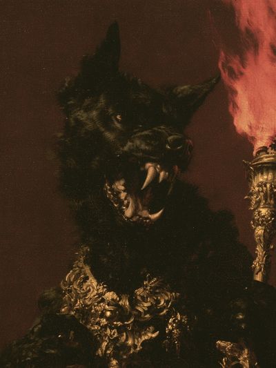 Ceremonial Wolf Portrait Print. poster