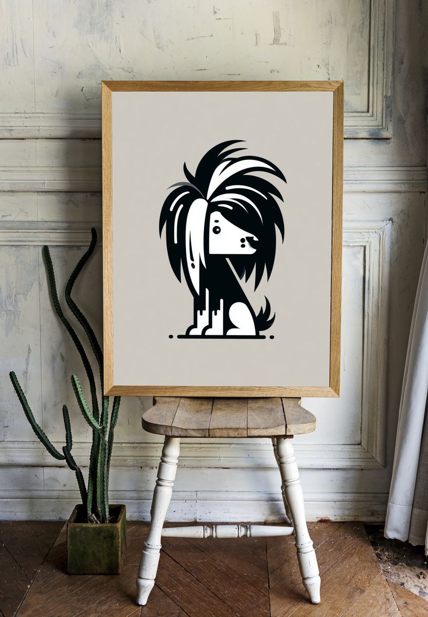 Stylized Dog Illustration Poster. — room view 1