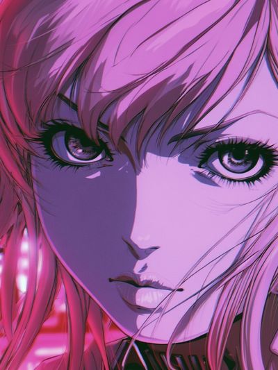 Neon Anime Portrait Poster.
