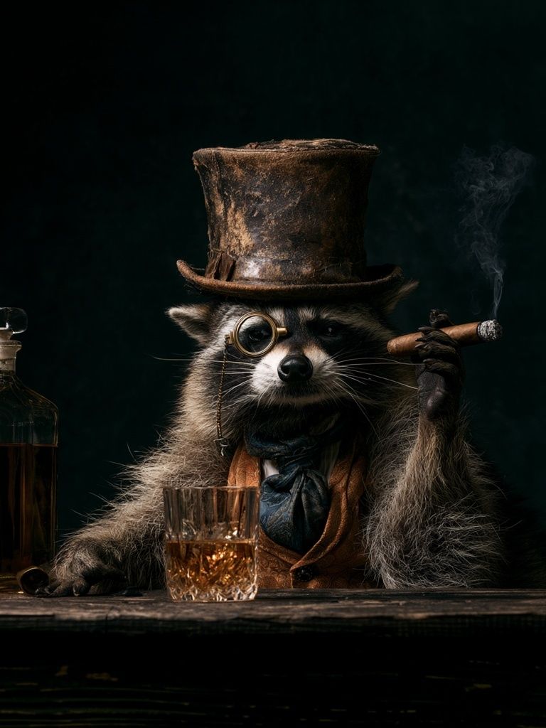 Gentleman Raccoon Portrait Print. poster detail
