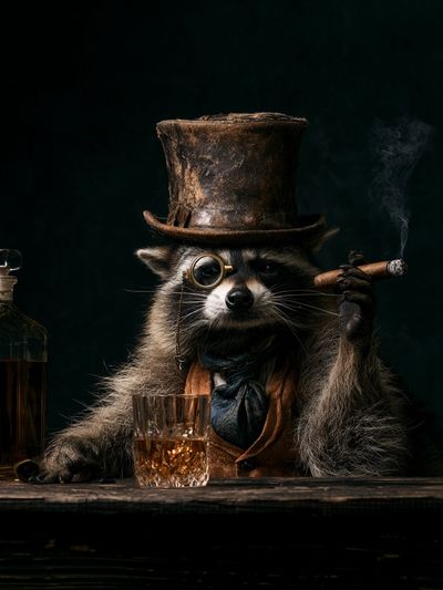Gentleman Raccoon Portrait Print. poster