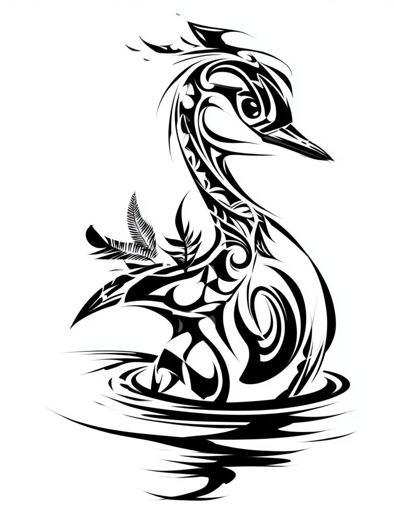 Tribal Heron Silhouette Print. poster — animals art
