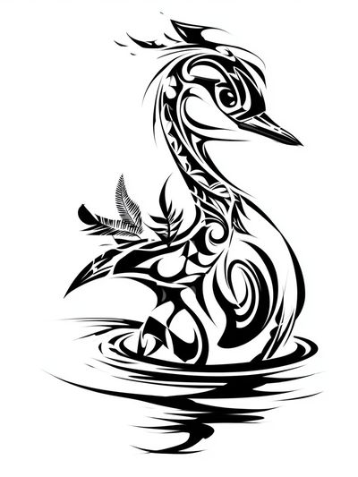 Tribal Heron Silhouette Print.