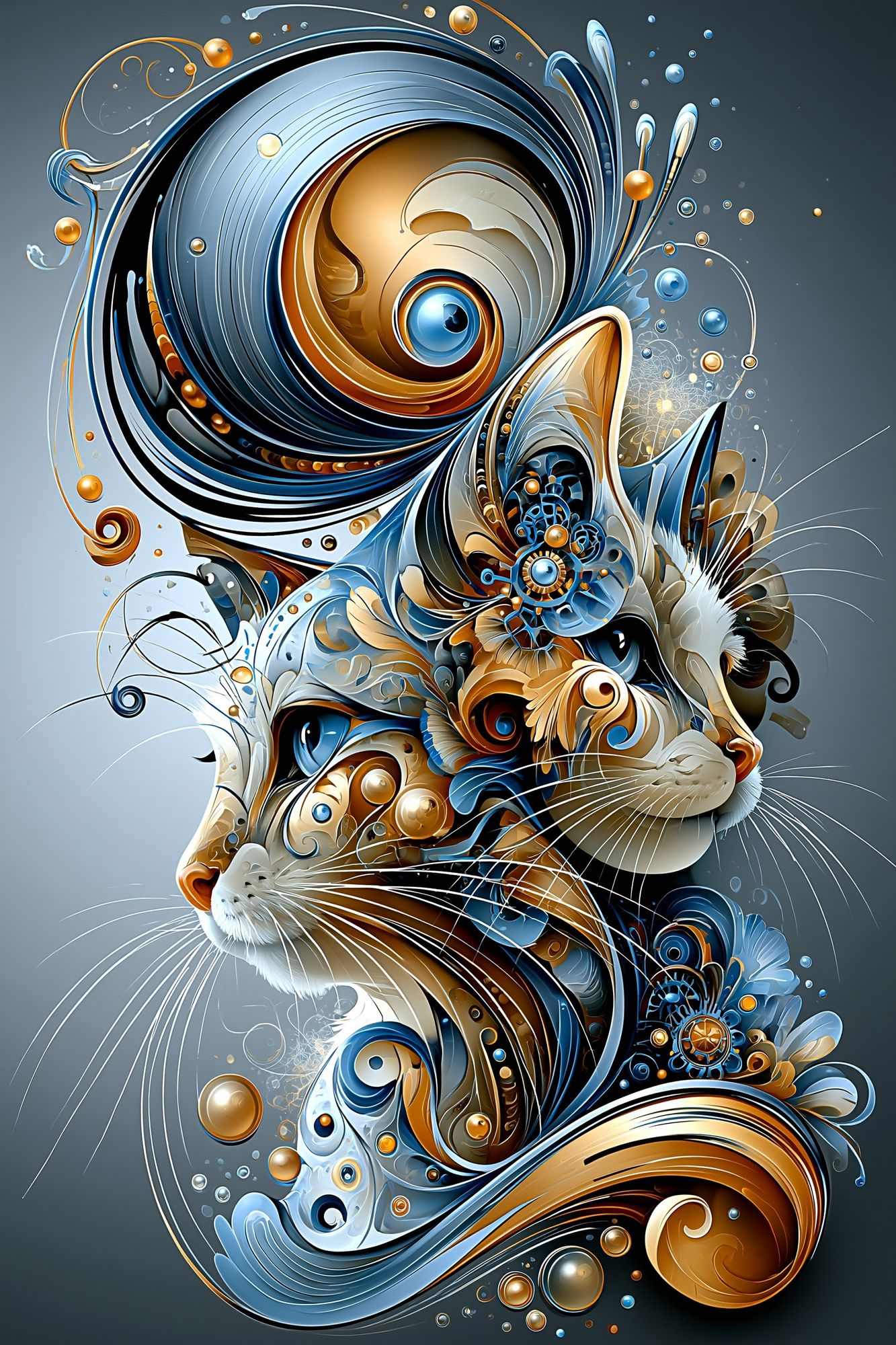 Abstract Cat Portrait Print. poster — animals art