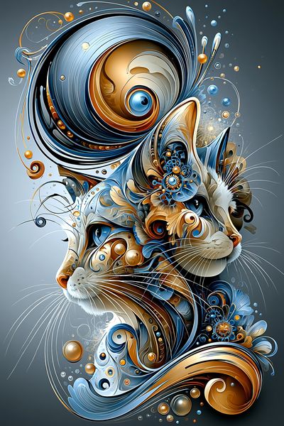 Abstract Cat Portrait Print. poster