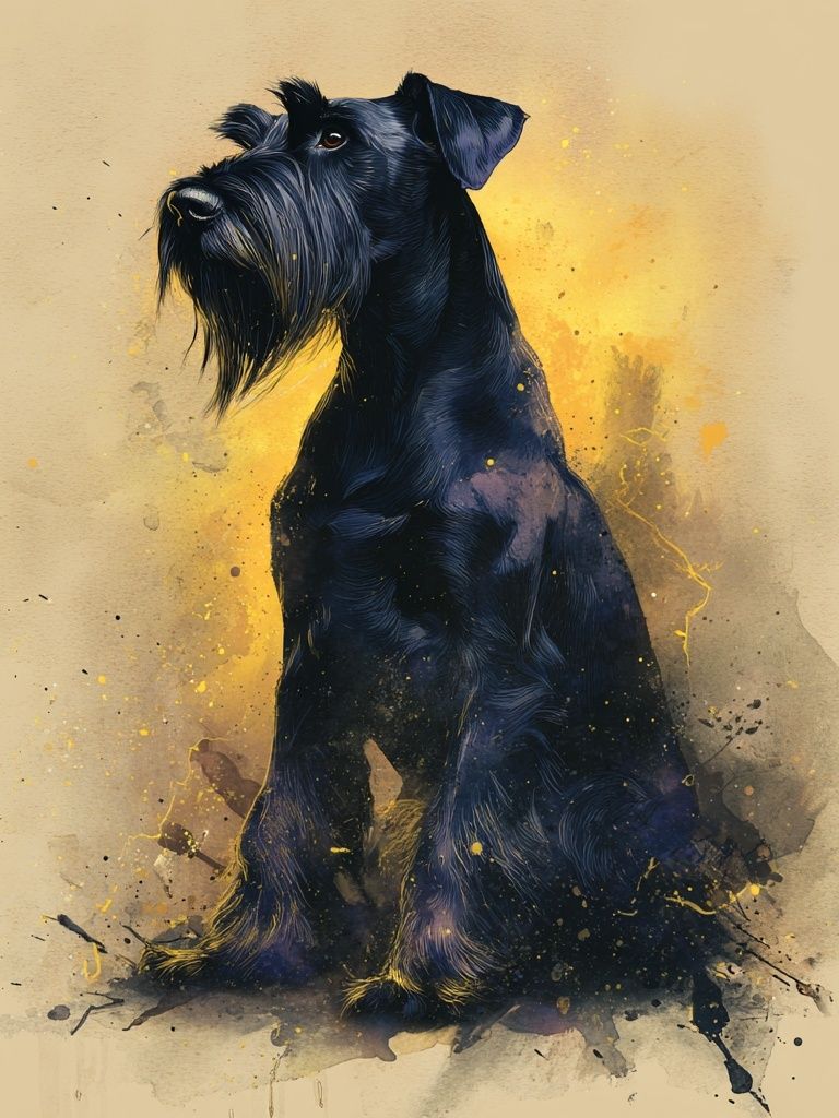 Black Schnauzer Watercolor Poster. poster — animals art