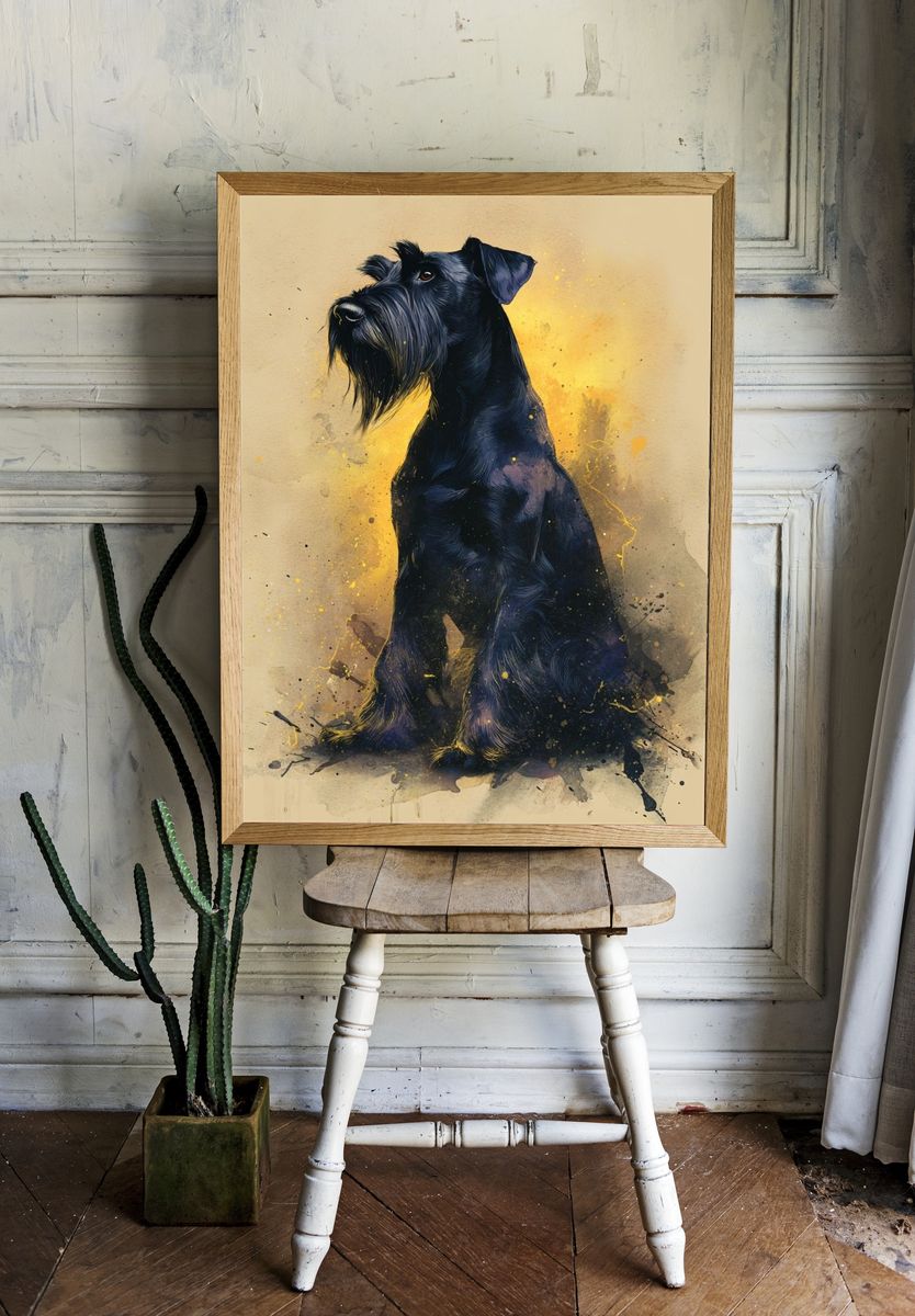 Black Schnauzer Watercolor Poster room preview