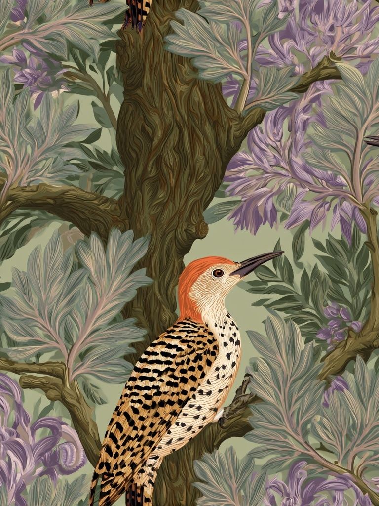 Woodpecker Botanical Print. poster detail