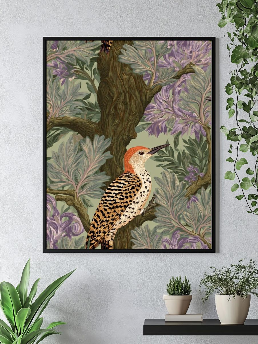 Woodpecker Botanical Print. — room view 4