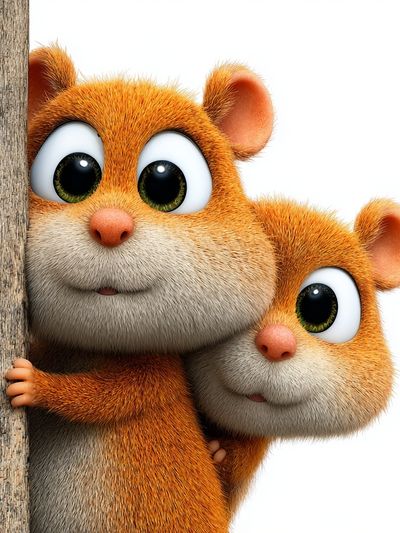 Cute Squirrel Duo Illustration Poster. poster