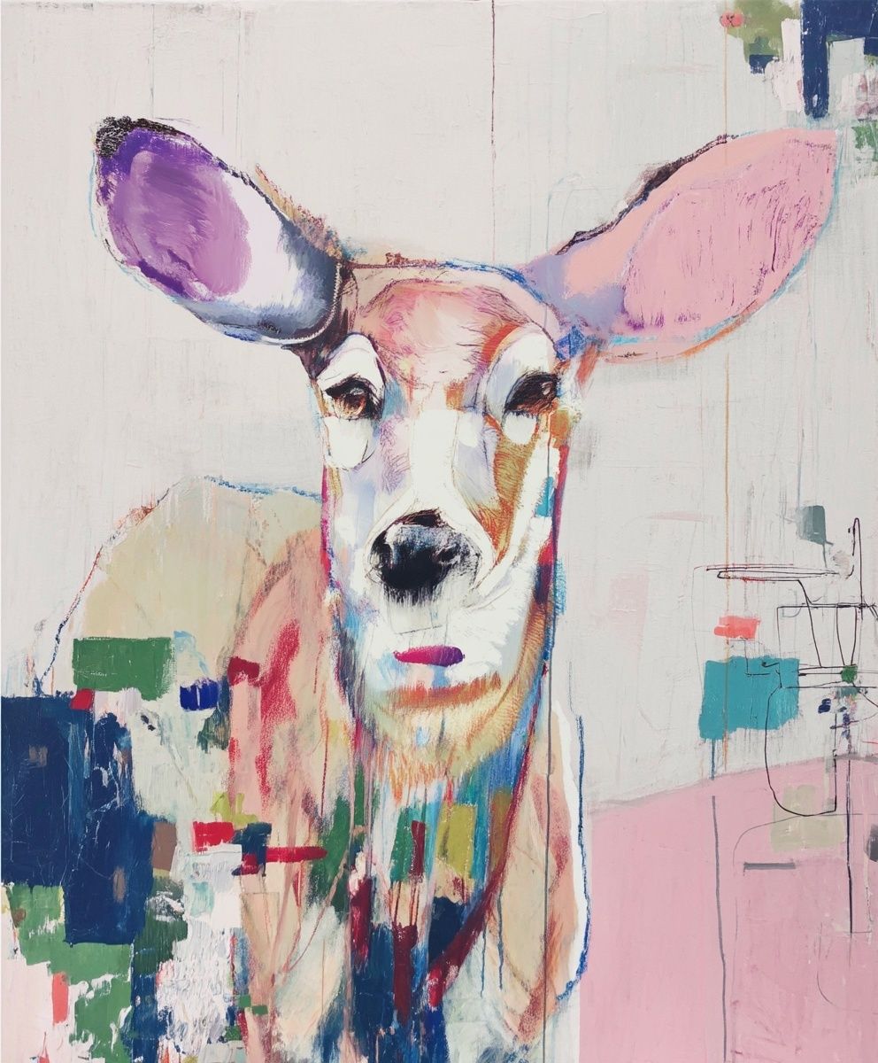 Pastel Deer Contemporary Print. poster detail