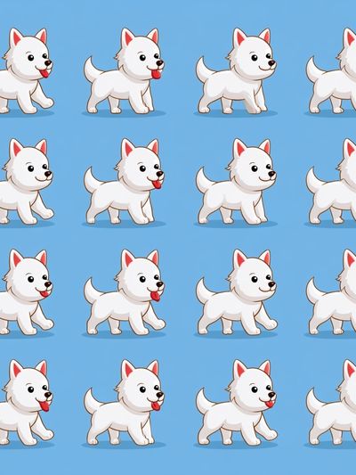 White Puppy Pattern Illustration Poster. poster