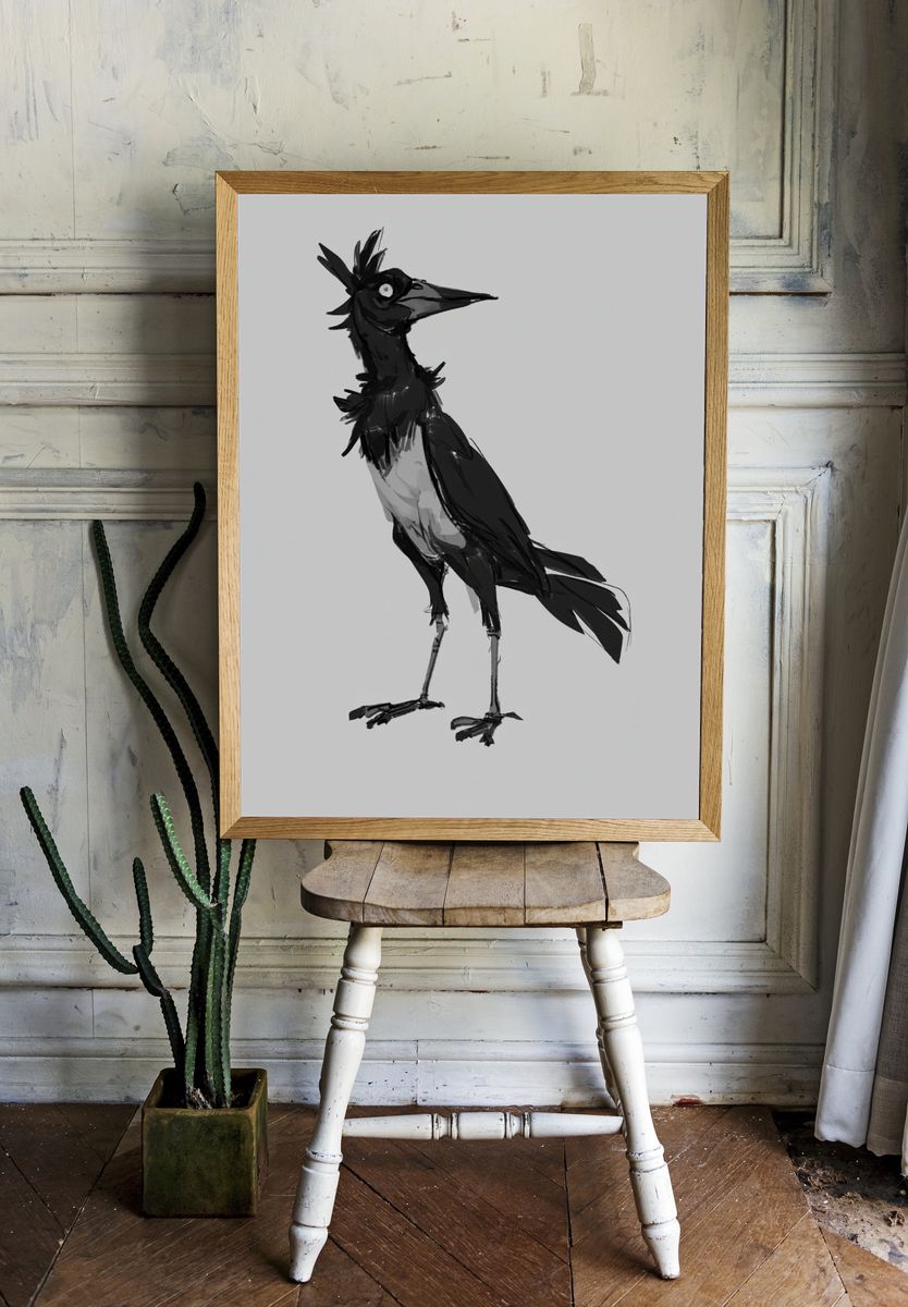 Black Crow Ink Illustration Poster. — room view 1