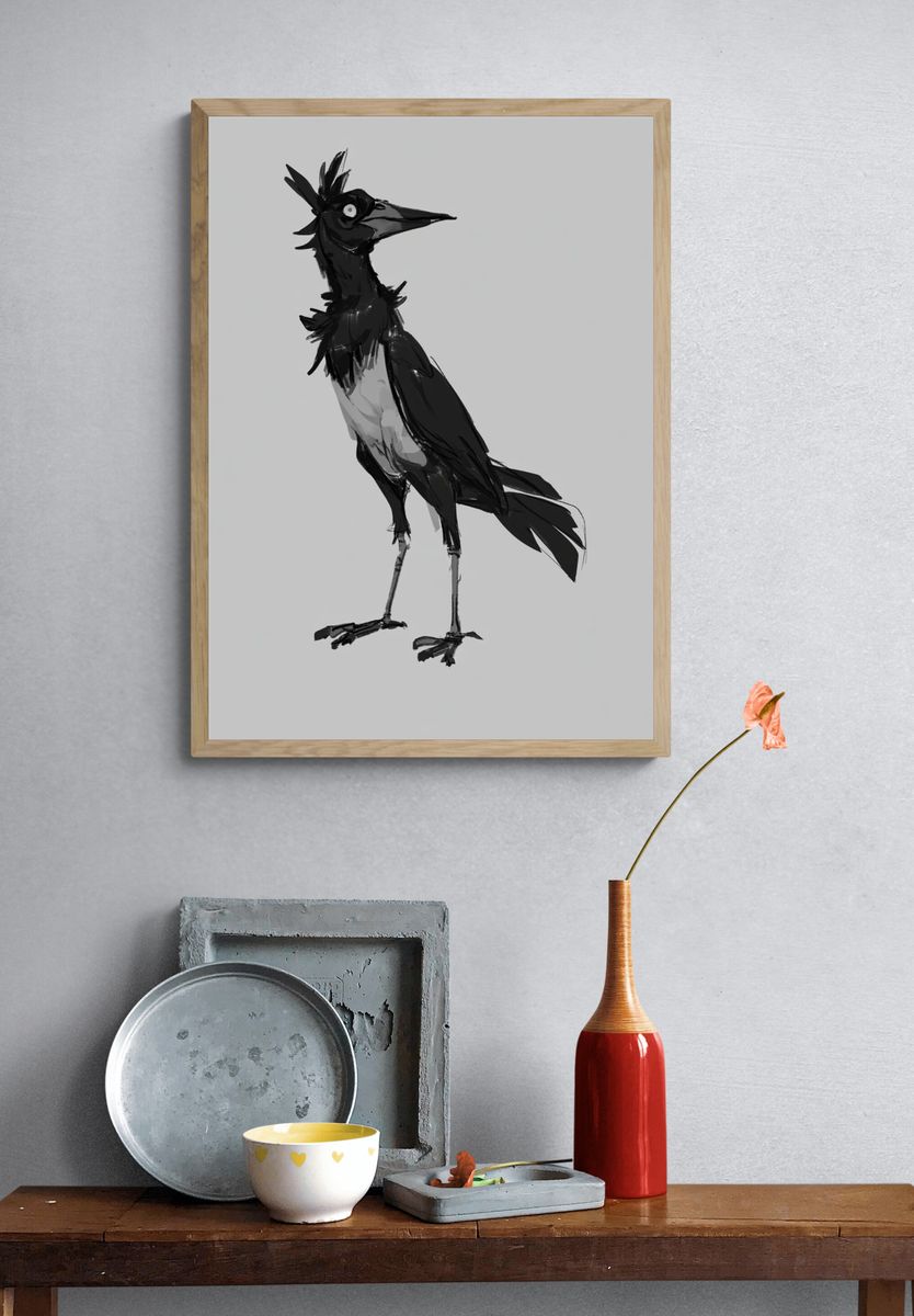 Black Crow Ink Illustration Poster. — room view 3