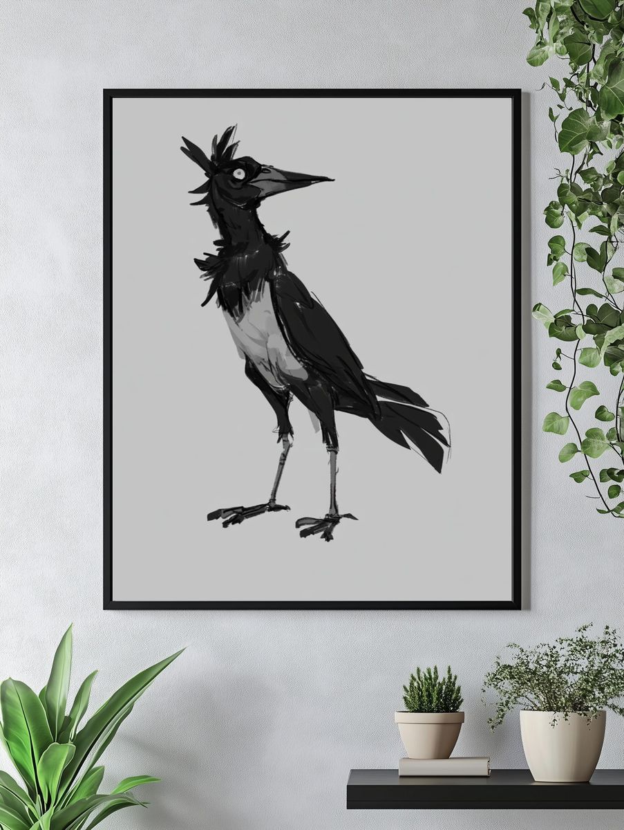 Black Crow Ink Illustration Poster. — room view 4
