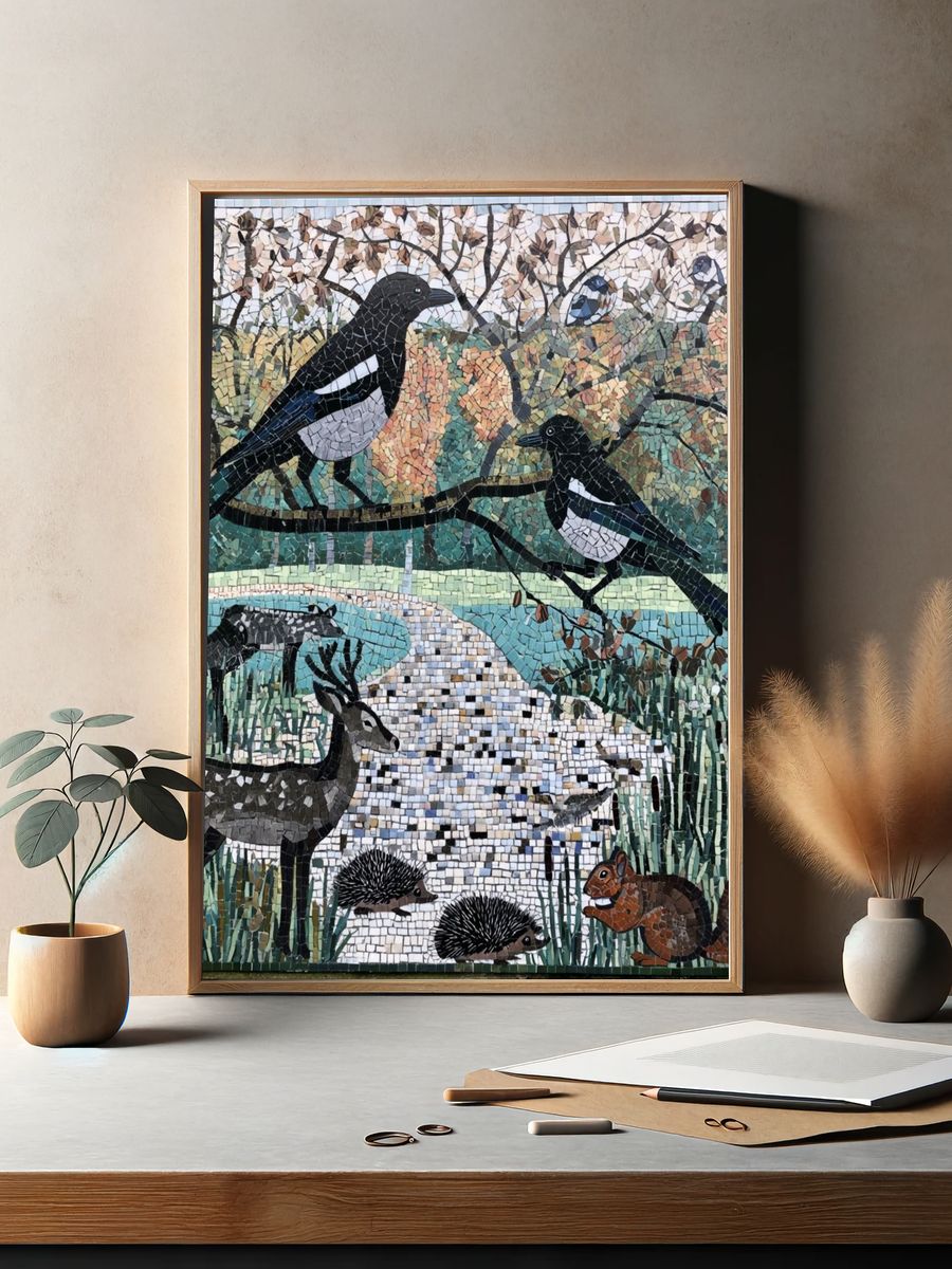 Wildlife Mosaic Poster. — room view 2