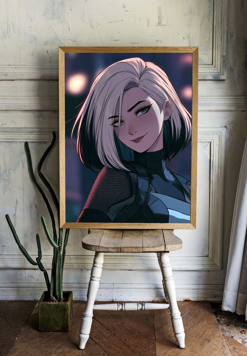 Anime Portrait Digital Art Poster. room preview