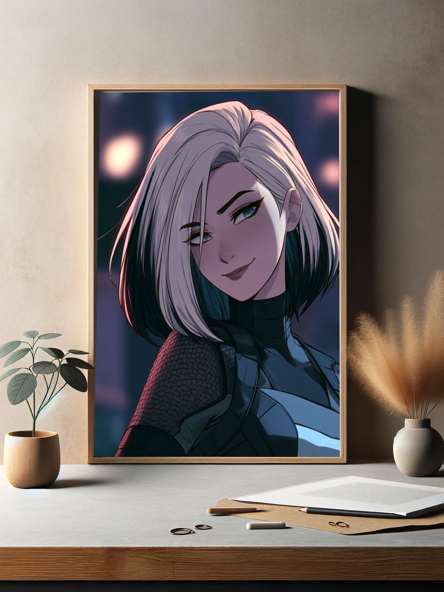 Anime Portrait Digital Art Poster. — room view 2