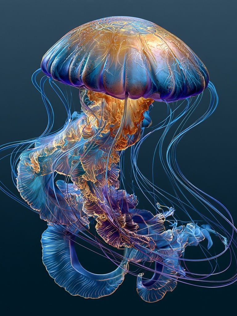 Neon Jellyfish Illustration Poster. poster detail