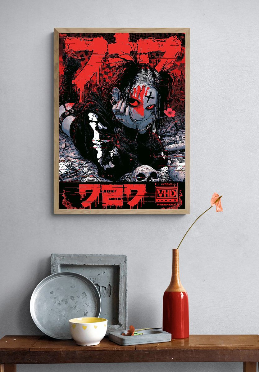 VHS Horror Girl Illustration Poster. — room view 3