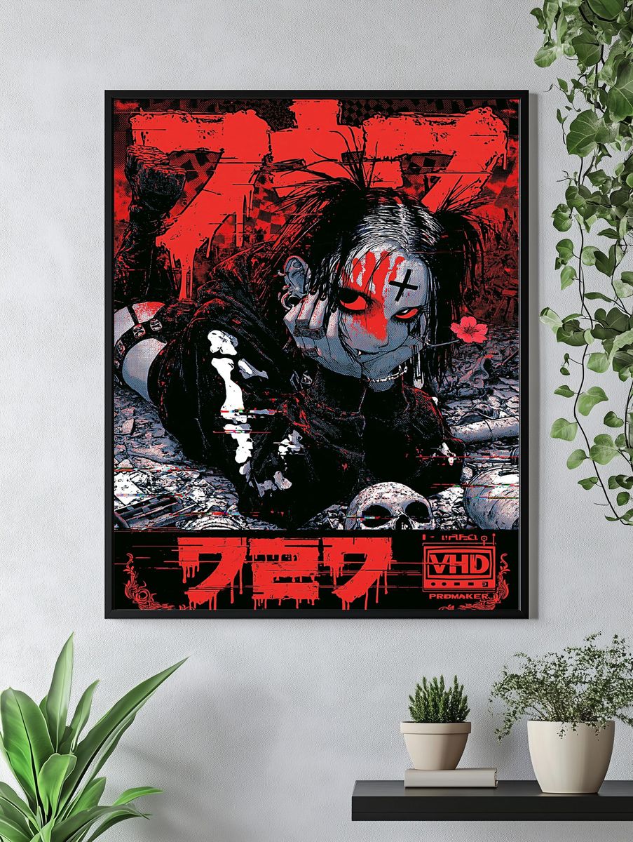 VHS Horror Girl Illustration Poster. — room view 4