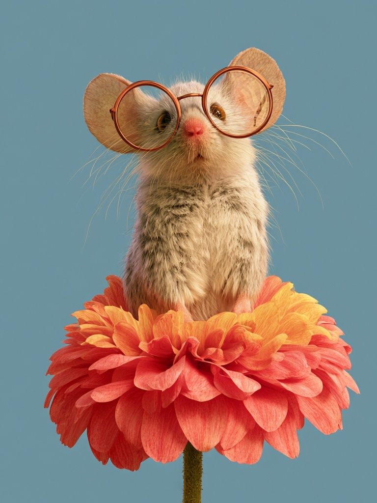 Mouse in Flower Glasses Poster. poster detail